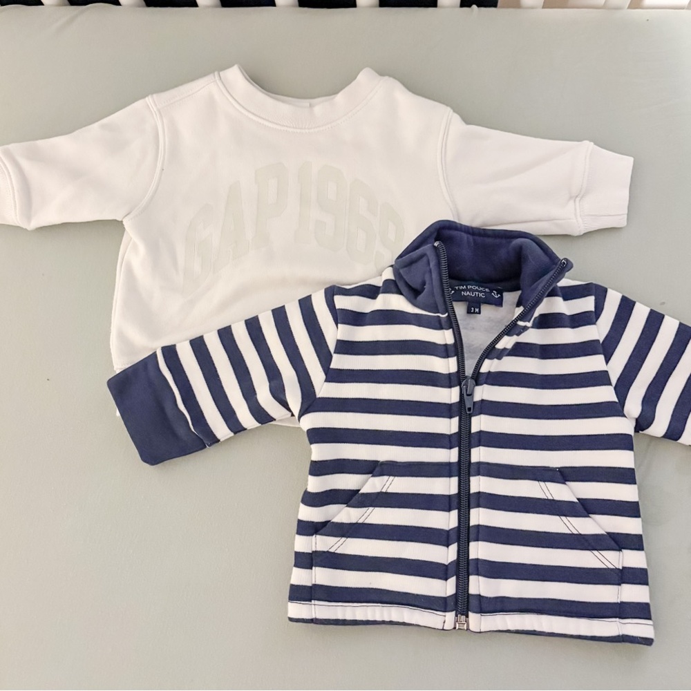 Baby Gap Logo Pullover & Tim Pouce Nautical Baby Sweatshirt (3-6m)